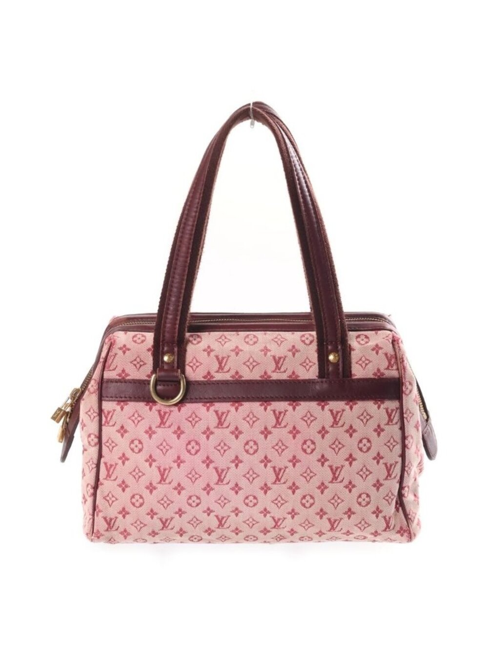 Louis Vuitton Monogram Mini Josephine PM Handbag Wine Red Leather Canvas Gold